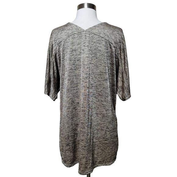 Gibson & Latimer Women Gold Metallic Knit Top V-Neckline Zipper Detail Small - Picture 5 of 9